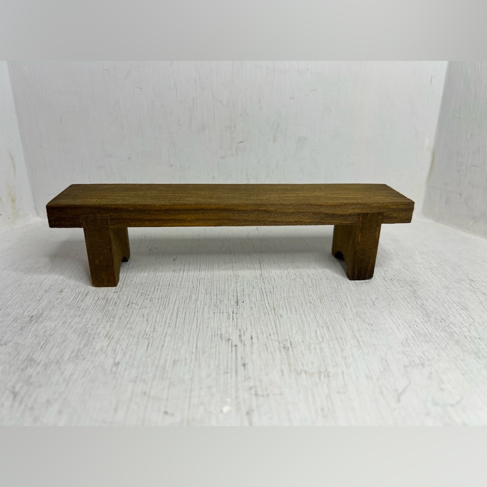 Vintage 1980s Handmade Wooden Bench for Doll Furniture or Miniatures